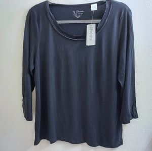 Chico's Delicate Trim Top Black Size 8